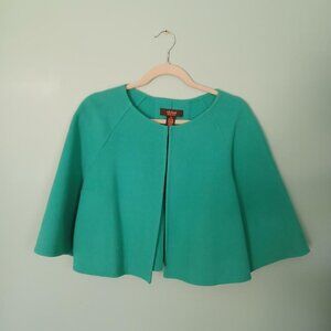 Green Wool Cropped Swing Jacket
